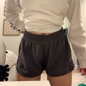 grey adidas running shorts